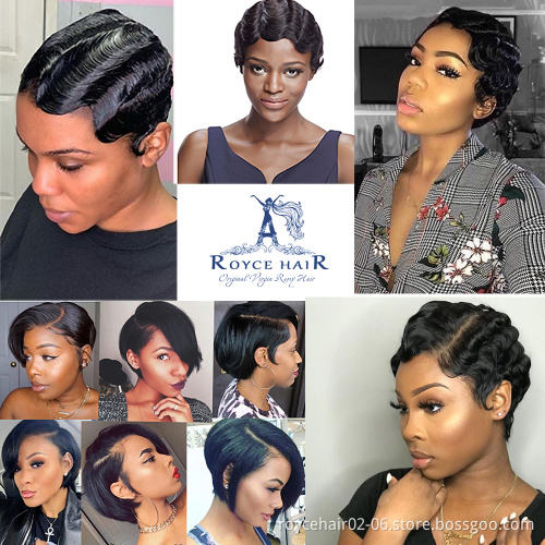 Hepburn Style Short Hair Lace Front Wig For Women, Cheap Ocean Wave Cambodian Virgin Human Hair Swiss J Shape Lace Wig